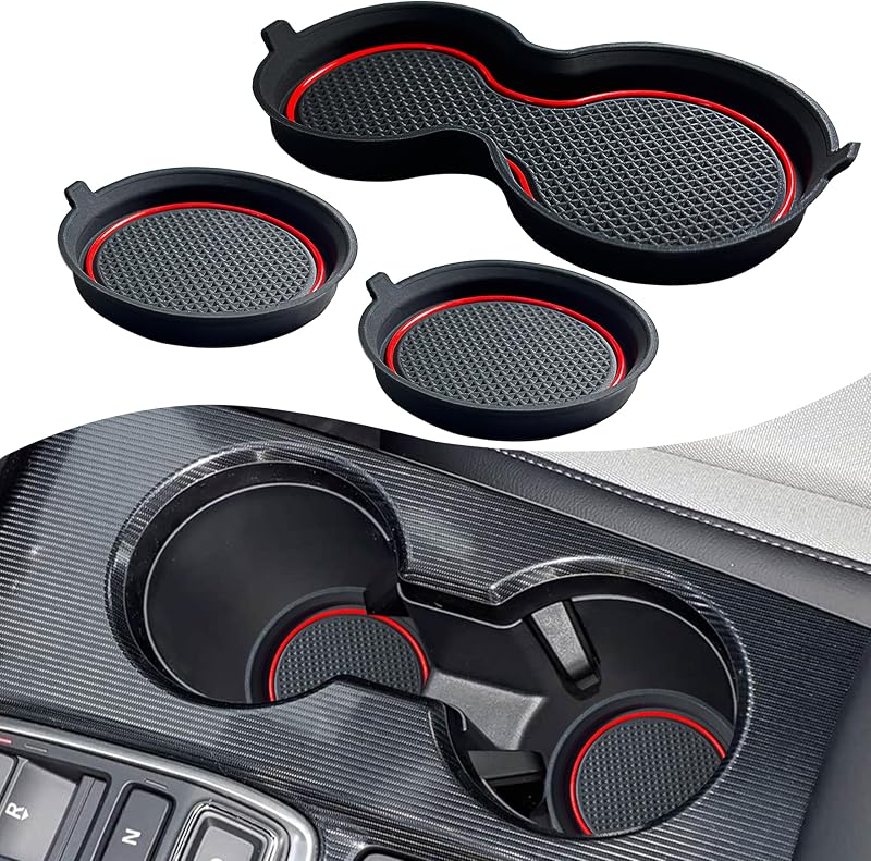 Kit com 3 Insertos de Silicone para Porta-Copos SENSHINE Honda Civic 2022 a 2026 Vermelho C50001
