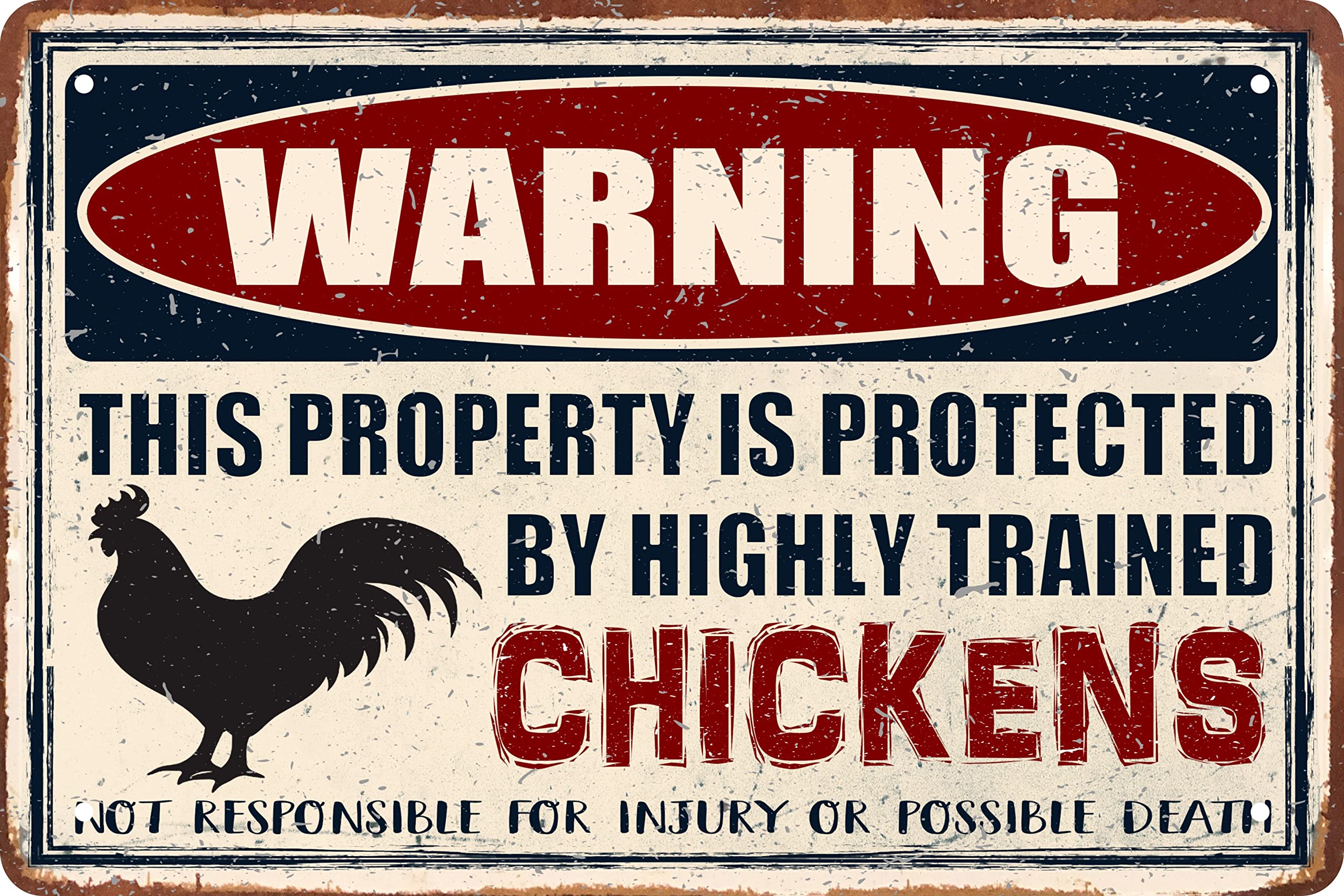SMAZDFXX Funny Chickens Decor Vintage Metal Tin Signs Plaque Wall Decor Bar Pub Man Cave Club Novelty Bathroom Toilet Retro Parlor Posters Cafe Store Garage Rule 8"x12"