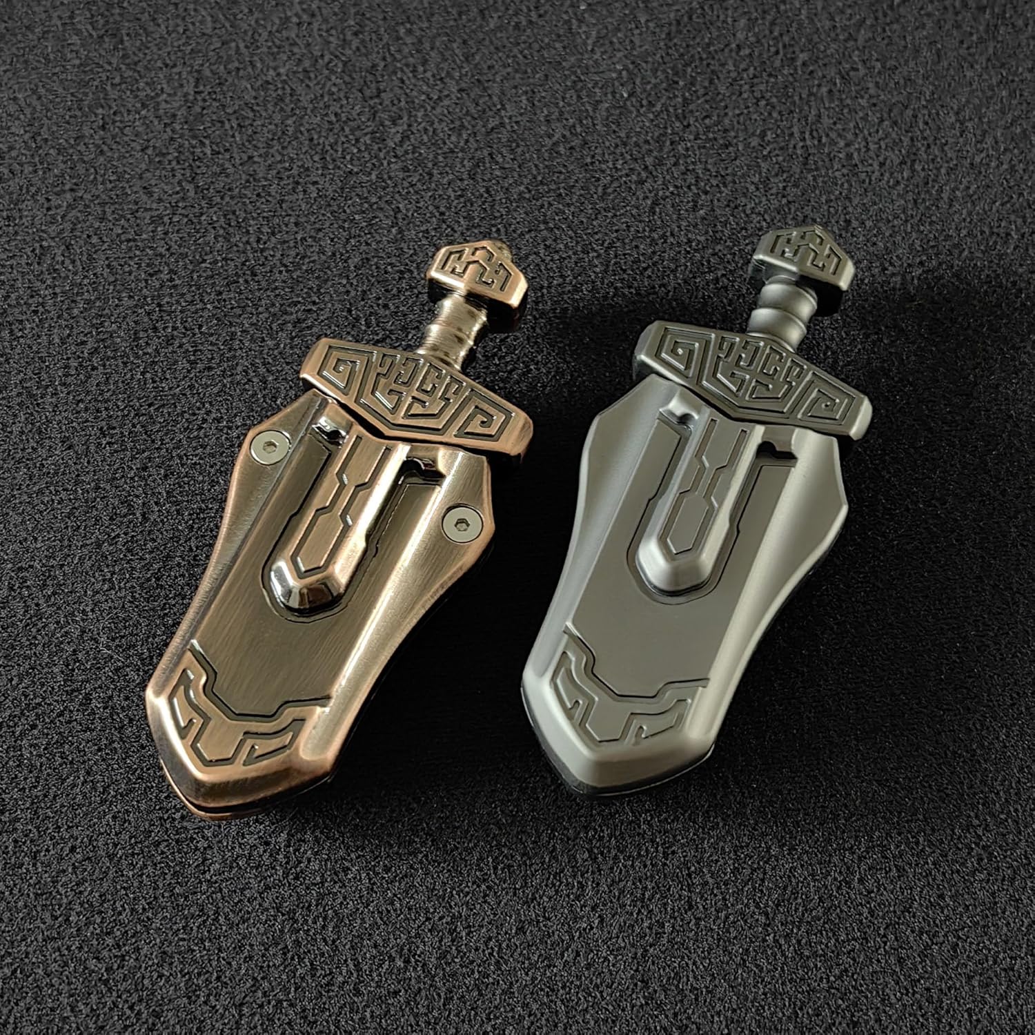 T-Conceal EDC Sword Decompression Toys Fidget Sliders Fidget Toys Stress Relief for Adults Magnetic Metal Toys Anti-Anxiety Office Desk Toys (Grey+Bronze)