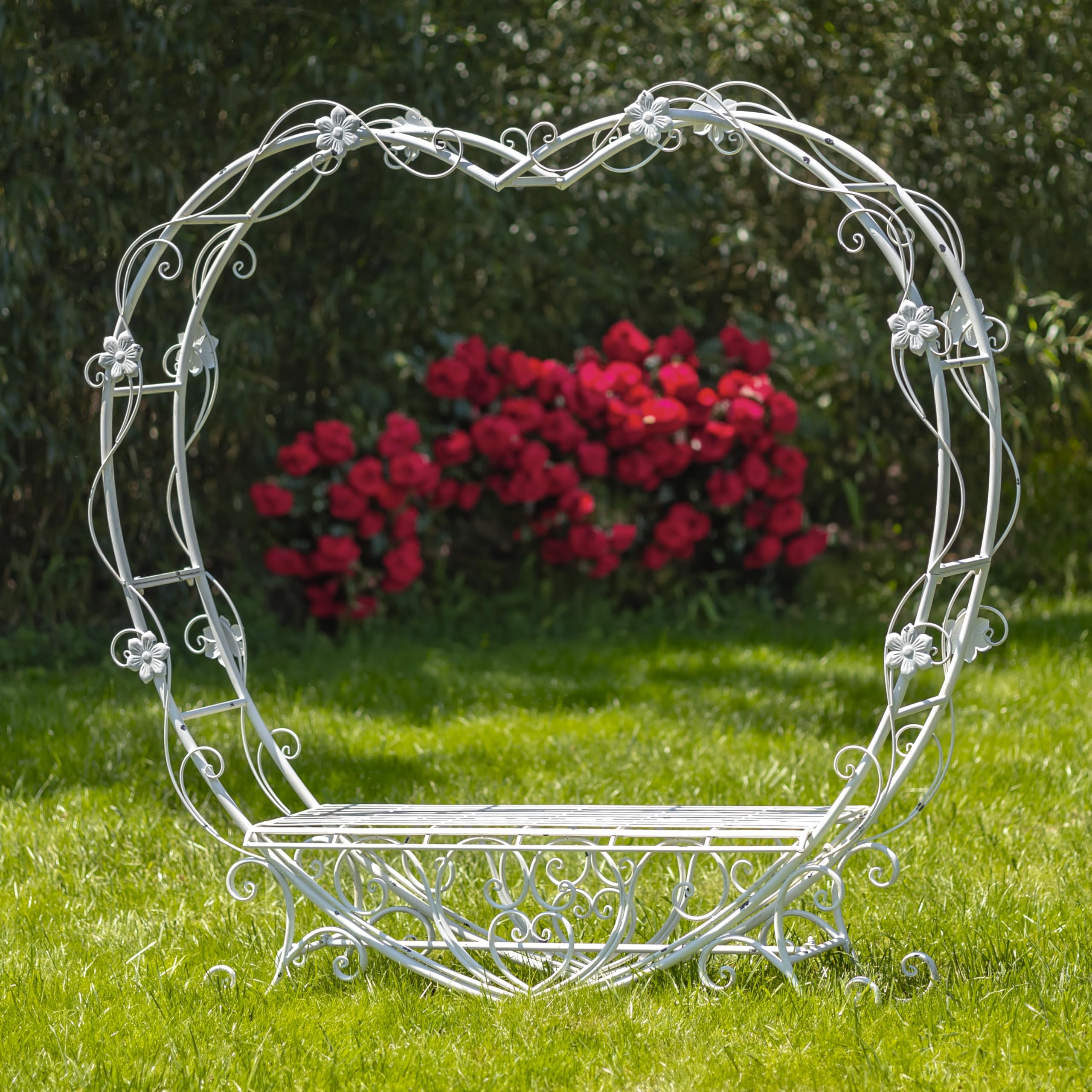 アイアンパーテーション ハート フラワー Amazon.com: Zaer Ltd. 6.8 Ft. Tall Heart-Shaped Iron Bench Amore