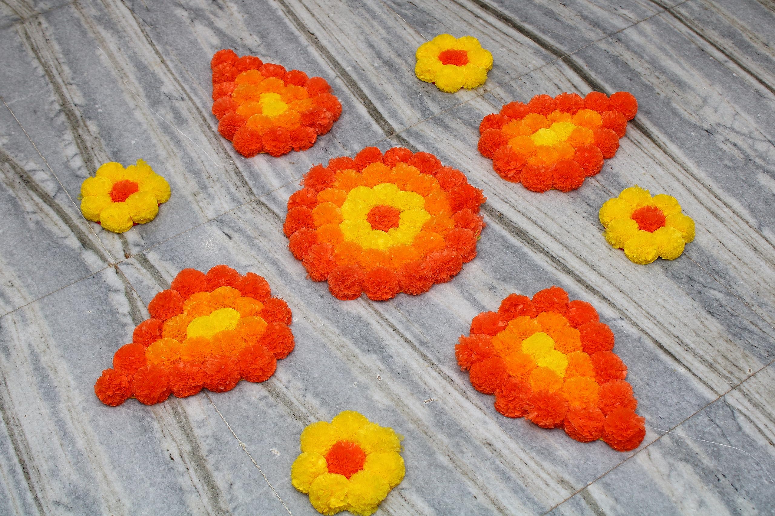 JH Gallery Handmade Artificial Flowers Rangoli Set Decoration|Home and Pooja Room Decorative Floor Mats|Diwali Festive Floor Decor|Vibrant and Elegant Design|Ideal for Home and Festival Celebrations