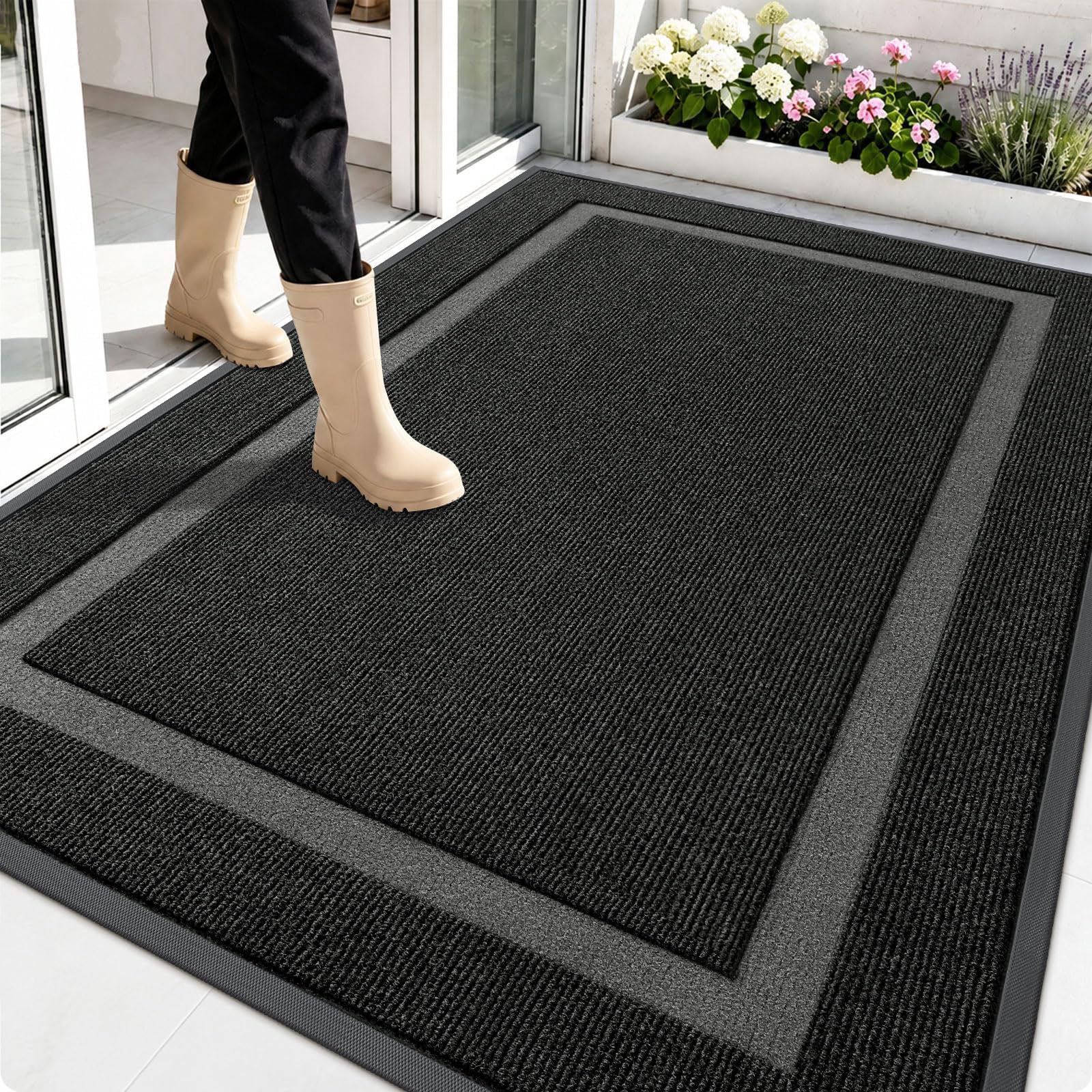 OLANLY Front Door Mat Outside 59x34, All-Season Heavy-Duty Rubber Doormat