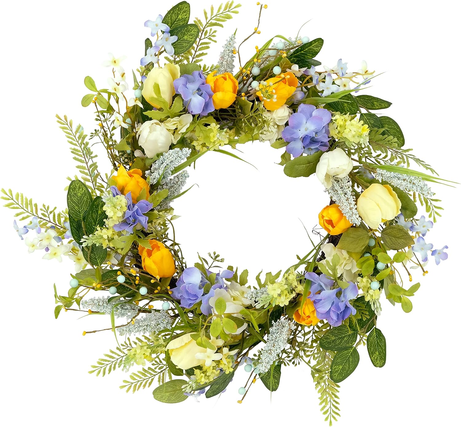 Puleo International 24" Artificial Daisy Floral Spring Door Wreath, Multicolor