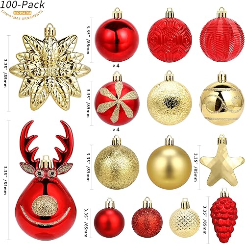 Miniatura 2 de 100-Pack Various Shatterproof Christmas Balls, Christmas Decorative Ball Ornaments for Xmas Tree- Red & Gold Rojo & Oro,Champán y blanco,Oro rosa y