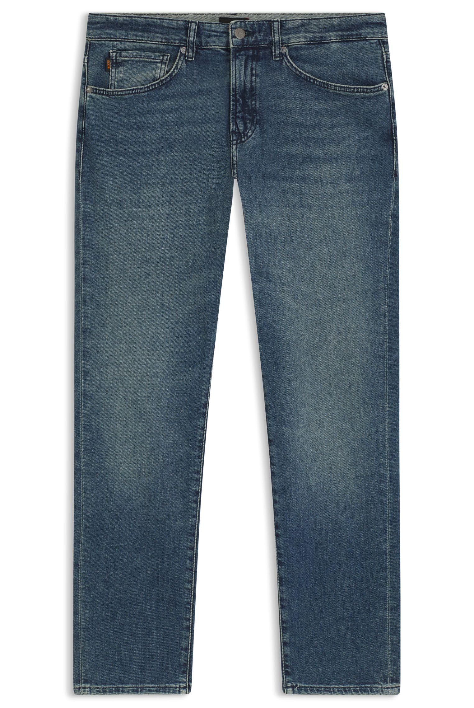 Boss Men's Medium Blue427 Onyx Bo Tapered-Fit Jeans In Pure-Blue Comfort-Stretch Denim