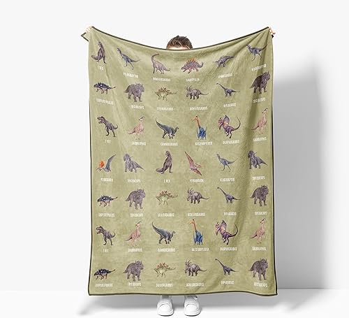 Miniatura 7 de Manta de dinosaurio para niños y adultos, bonita manta de forro polar verde salvia para niños pequeños y niñas, manta suave y cálida de dinosaurio