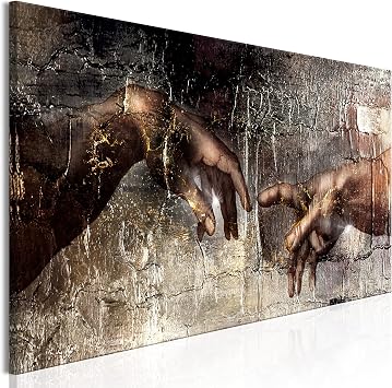 artgeist - Textured Canvas Wall Art The creation of Adam 47x16 in - Painting Canvas Prints - Acrylic Gel Texture - Picture Artwork Image Contemporary Photo Wall Home Abstract Michelangelo h-C-0229-b-a
