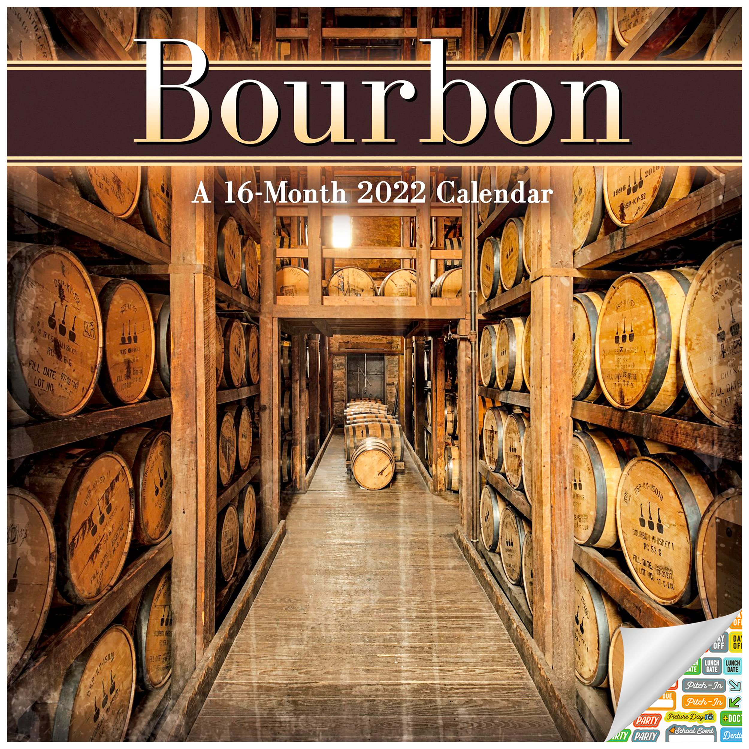 Bourbon Calendar 2022 -- Deluxe 2022 American Whiskey Wall Calendar Bundle with Over 100 Calendar Stickers (Craftsman Gifts, Office Supplies)…