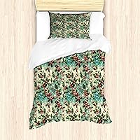 Vista 302 de Ambesonne Juego de funda de edredón de pesca, lubina de boca grande atrapando un bocado en espray de agua, imagen salvaje, juego de cama decorativo