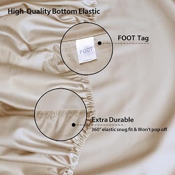 2-Pack Pure Cotton Bottom Sheet Twin Size, 600 Thread Count 16 Deep Pocket Egyptian Cotton Fitted Sheet (2-Pack, Twin, Beige)