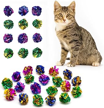 12 Pcs Cat Crinkle Toys, Cat Crinkle Balls to Attract and Engage Indoor Cats, Promote a Healthy Lifestyle for All Breed Sizes Large Toys