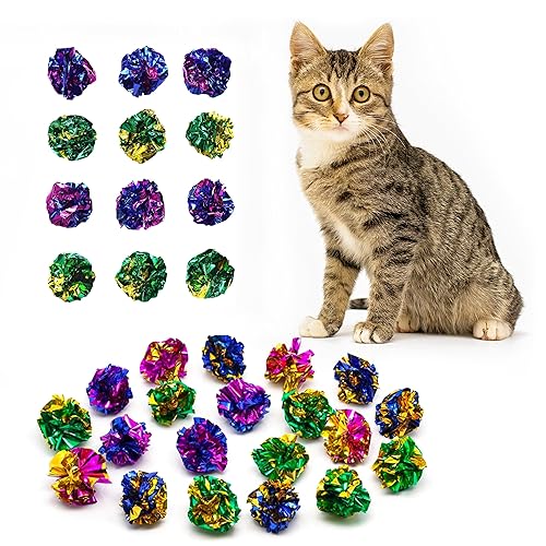 Shizhoo 12 Pcs Cat Crinkle Toys, Cat Crinkle Balls to Attract and Engage Indoor Cats, Promote a Healthy Lifestyle for All Breed Sizes (Large Toys)