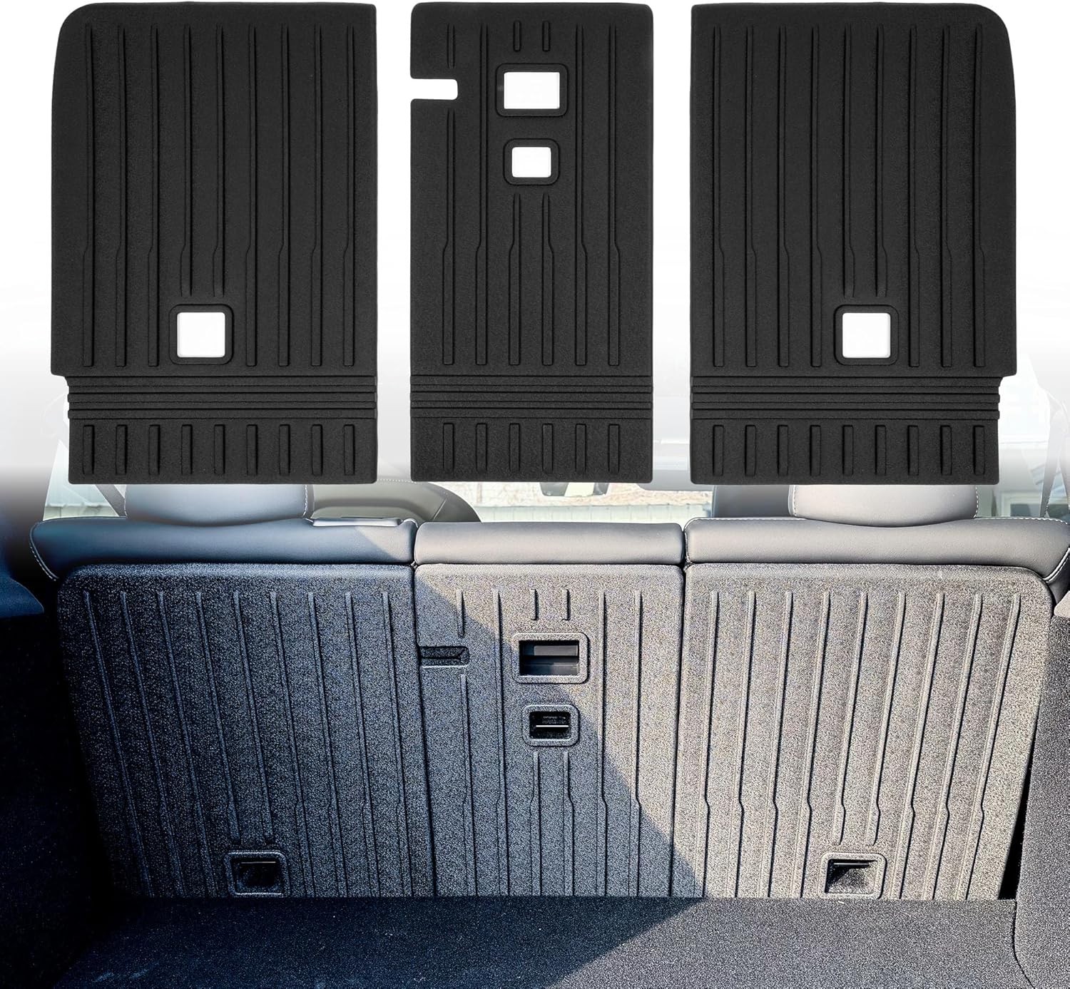 Dermon Rear Seat Back Covers Protector for 2026 2025 Tesla Model Y Juniper 5-Seats TPE Waterproof All Weather Seatback Mats Liner Interior Accessories for Second Row Camping Fishing Gear (3PCS)