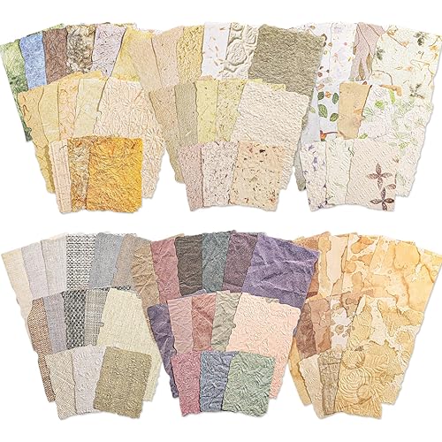 168 Pcs Textured Vintage Scrapbook Paper, 6 Themes Scrapbook Journaling Supplies, Embossed Designs Scrapbooking Kit Decorative Paper for Junk Journals, Card Making, Collage Art, Retro Crafts