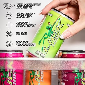 LICK Energy Drink Variety Pack (Razzade, Mango Crush, Lemon Lime) - No Sugar, No Crash, Green Tea Caffeine (100mg), with Antioxidants and Vitamins A, B6, B12, and C, 7.5oz (6pk)