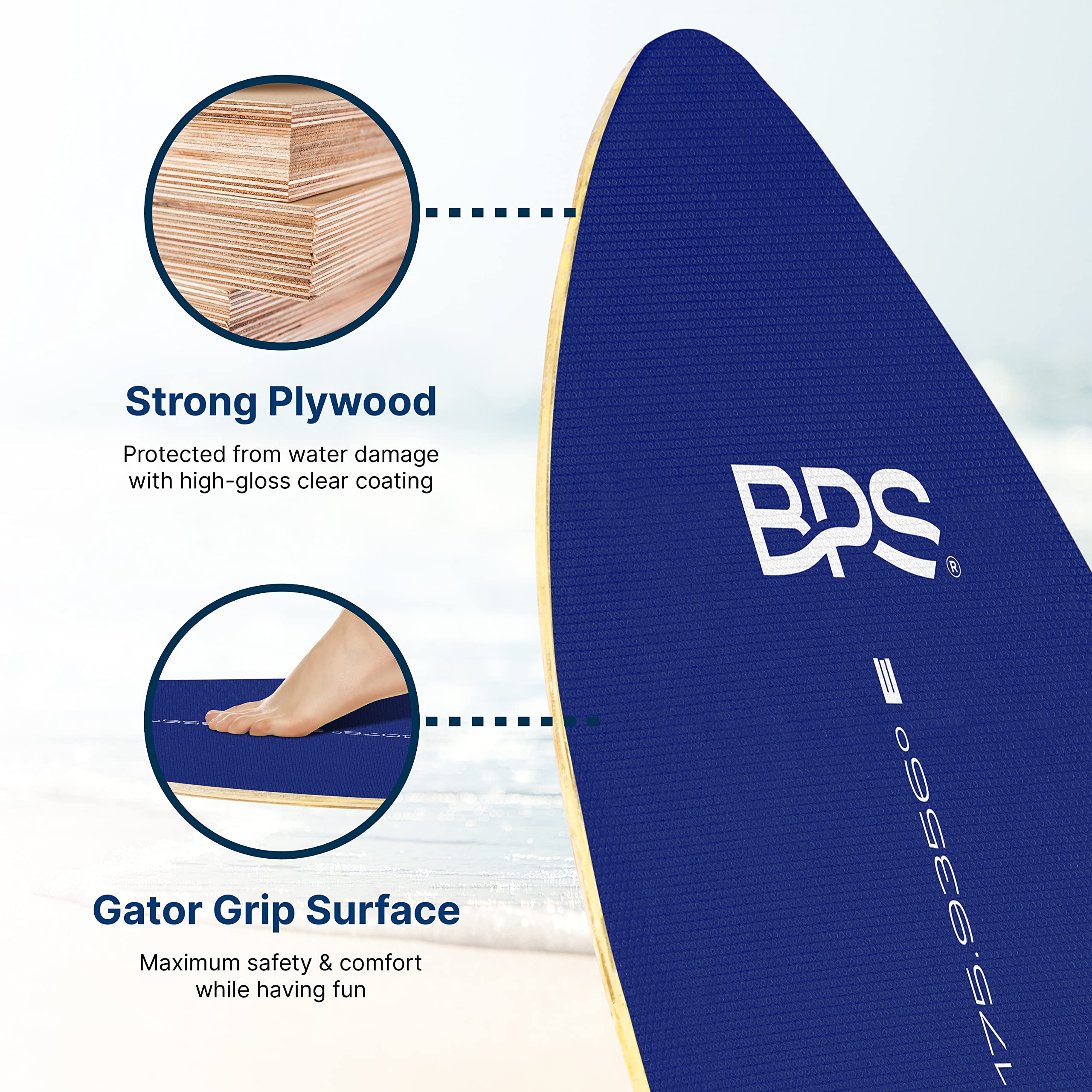 Buy BPS 'Shaka' Skimboards with Colored EVA Grip Pad and High Gloss