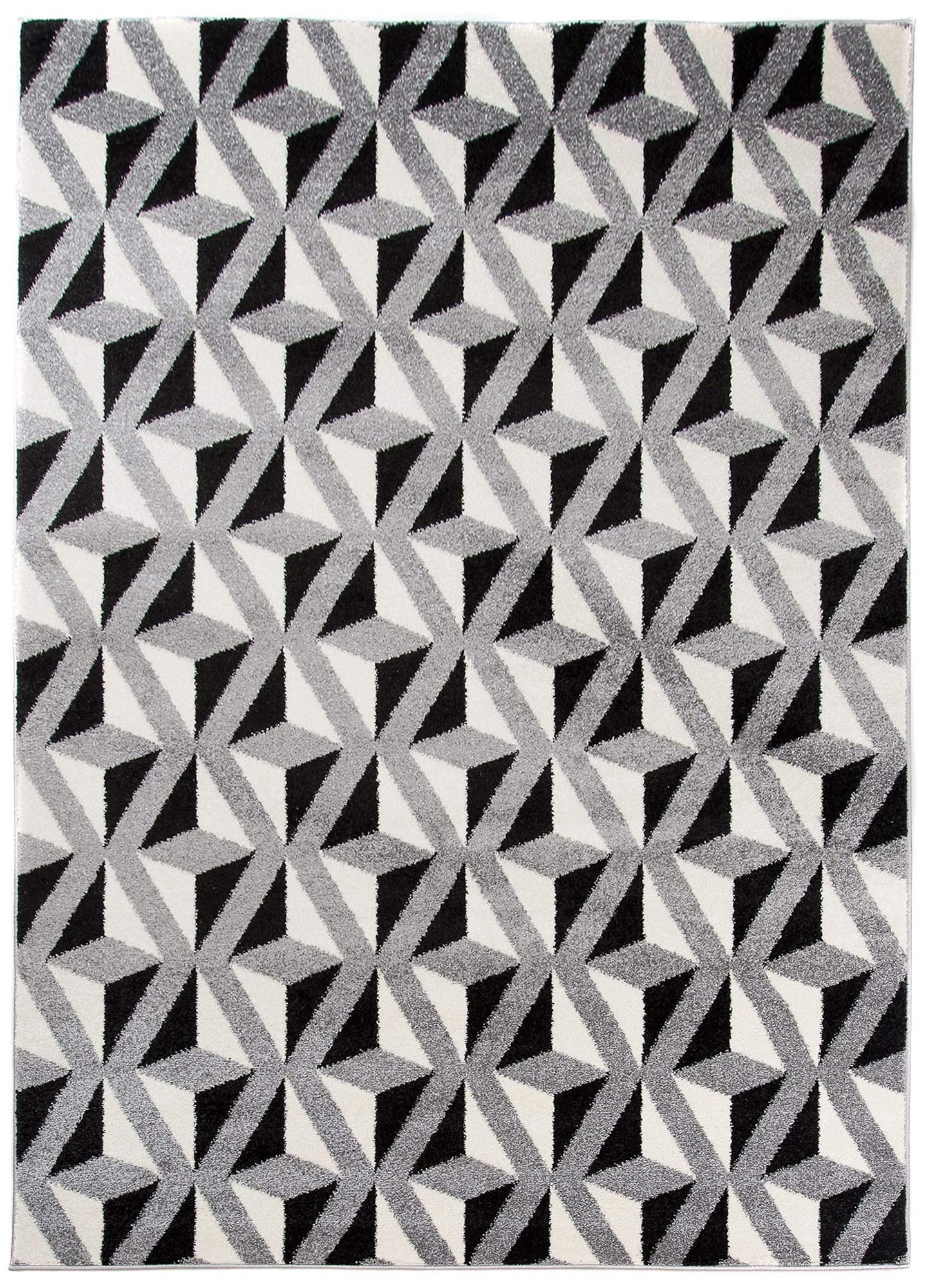 Tapiso MAROKO dywan do salonu, krótkie runo, nowoczesny, geometryczny, kwadratowy, w kratkę, czarno-szary, kremowy, do sypialni, kuchni, Ökotex 140 x 190 cm
