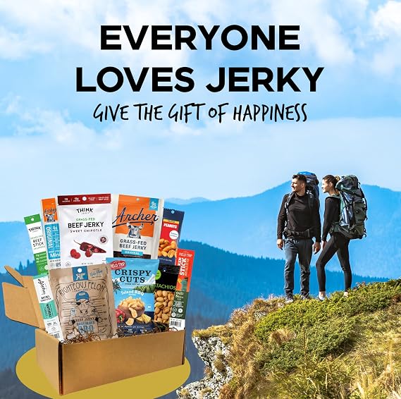 Macho Man Snack Pack Jerky Gift Box - High Protein Beef Jerky Assortment, Fathers Day Gift for Men, Dad, Husband, Boyfriend, Grandpa - Low Carb Keto Snack Gift Basket for Him