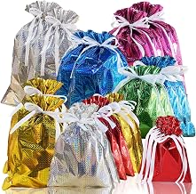 25 Pack Solid Color Foil Gift Bag Multipack Drawstring Gift Bags,6 Color Shimmer Wrapping Bags,Jumbo Xmas Bag,Reusable Large Christmas Foil BagsGift Wrapping Bagfor Presents Birthday Wedding Party