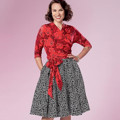 Miniatura 3 de Simplicity Misses' - Paquete de blusa cruzada y falda acampanada, código 9288, patrón de costura, tallas 14-22, color blanco