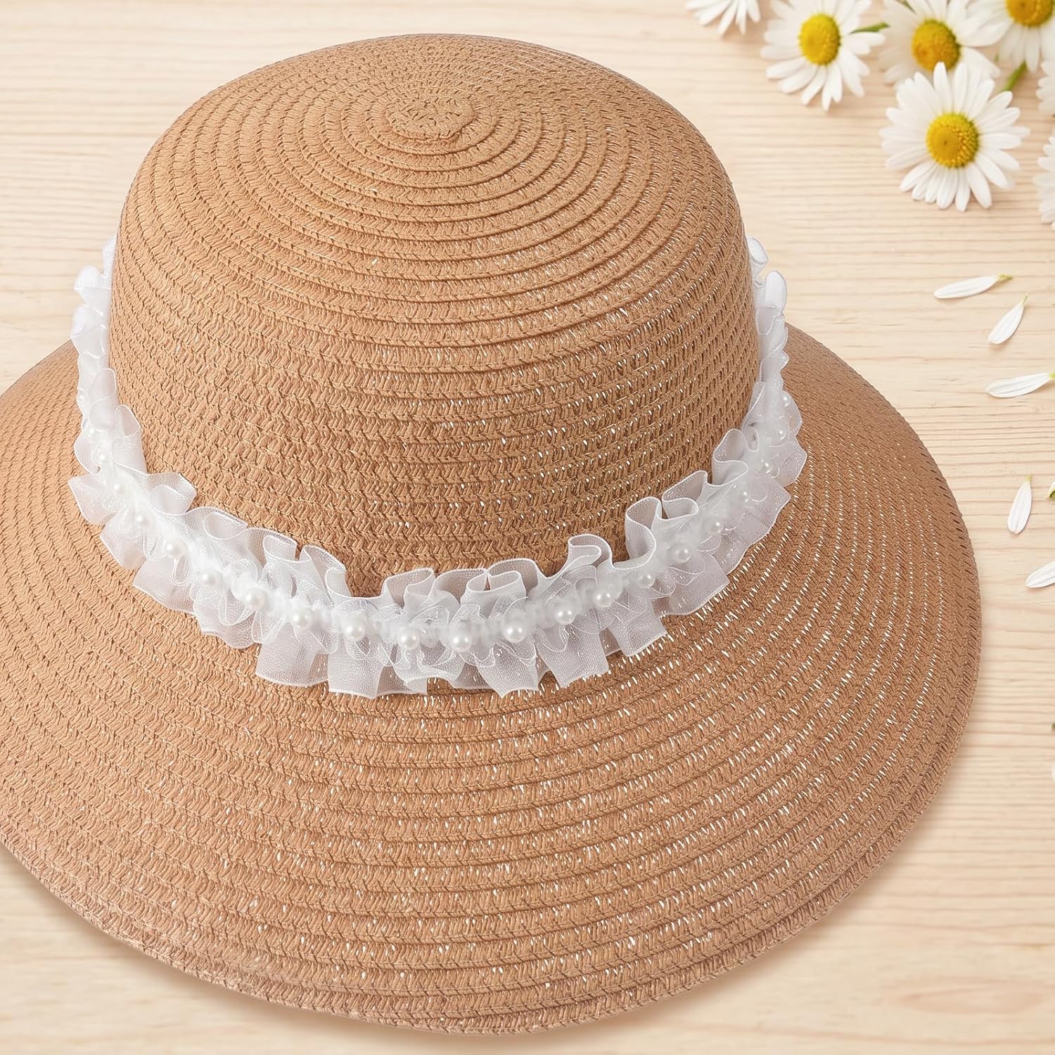 2 Yard Pearl Lace Ribbon Trim, White Lace Organza Ruffle Ribbon
