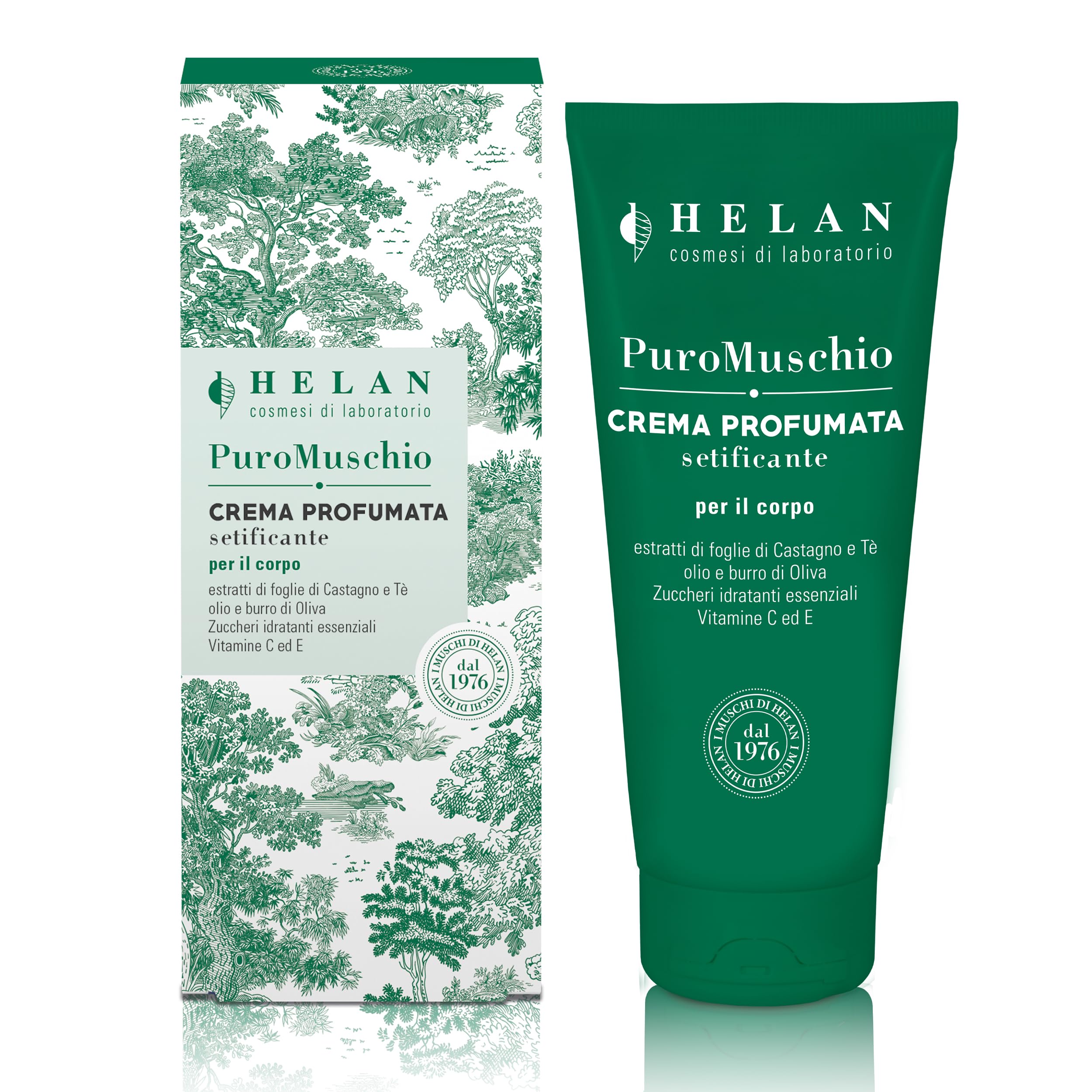 Helan Puro Muschio - Scented Moisturizing Body Cream for Dry Skin with Vitamin C and E