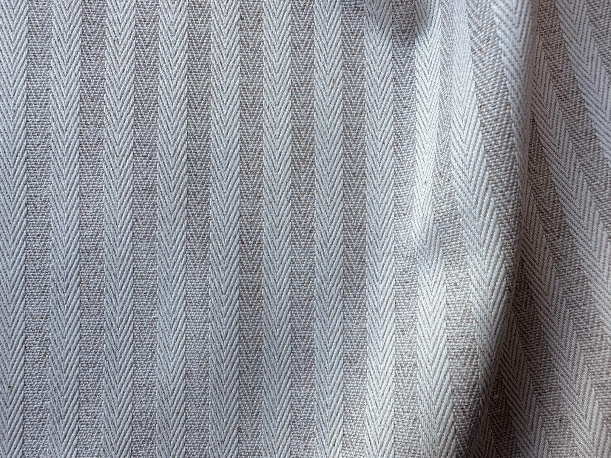 Tissu à chevrons effet lin 5 mm pour coussin, motif rayures crème, décoration d'intérieur, couture – 328 cm extra large – Vendu au mètre – Écru