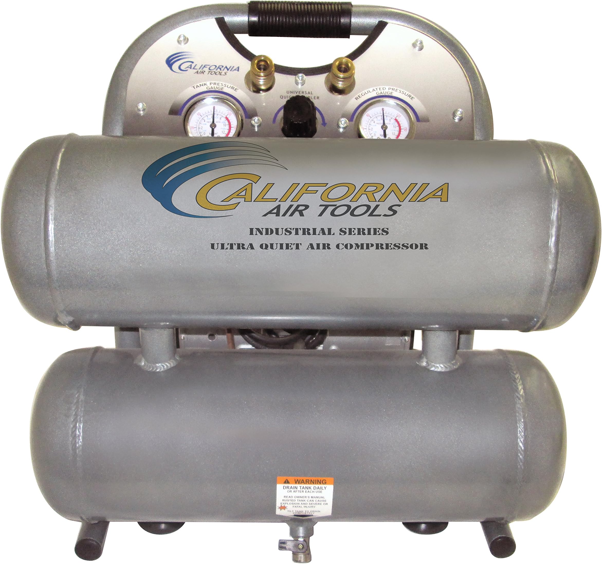 California Air Tools CAT-4610ALFC 1 HP 4.6 Gallon Ultra Quiet and Oil-Free Aluminum Tank Twin Stack Air Compressor