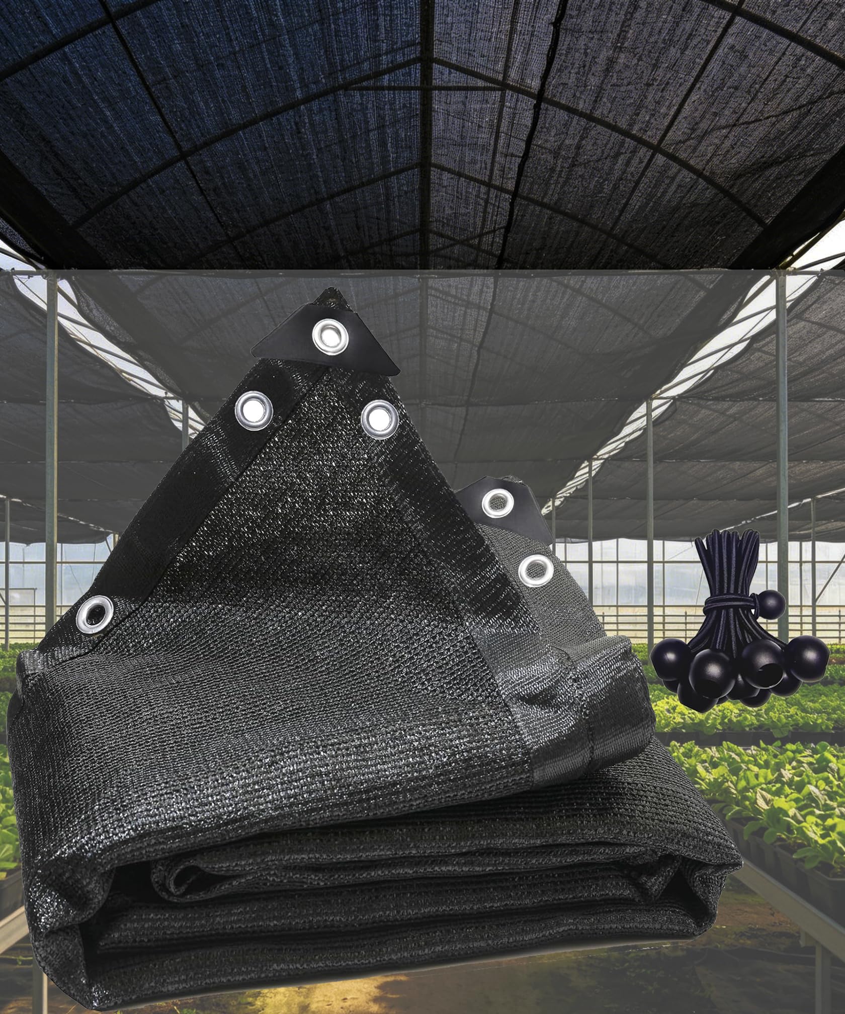 90% Black Shade Cloth, 4m x 4.9m / 13ft x 16ft High Density Fabric Shade