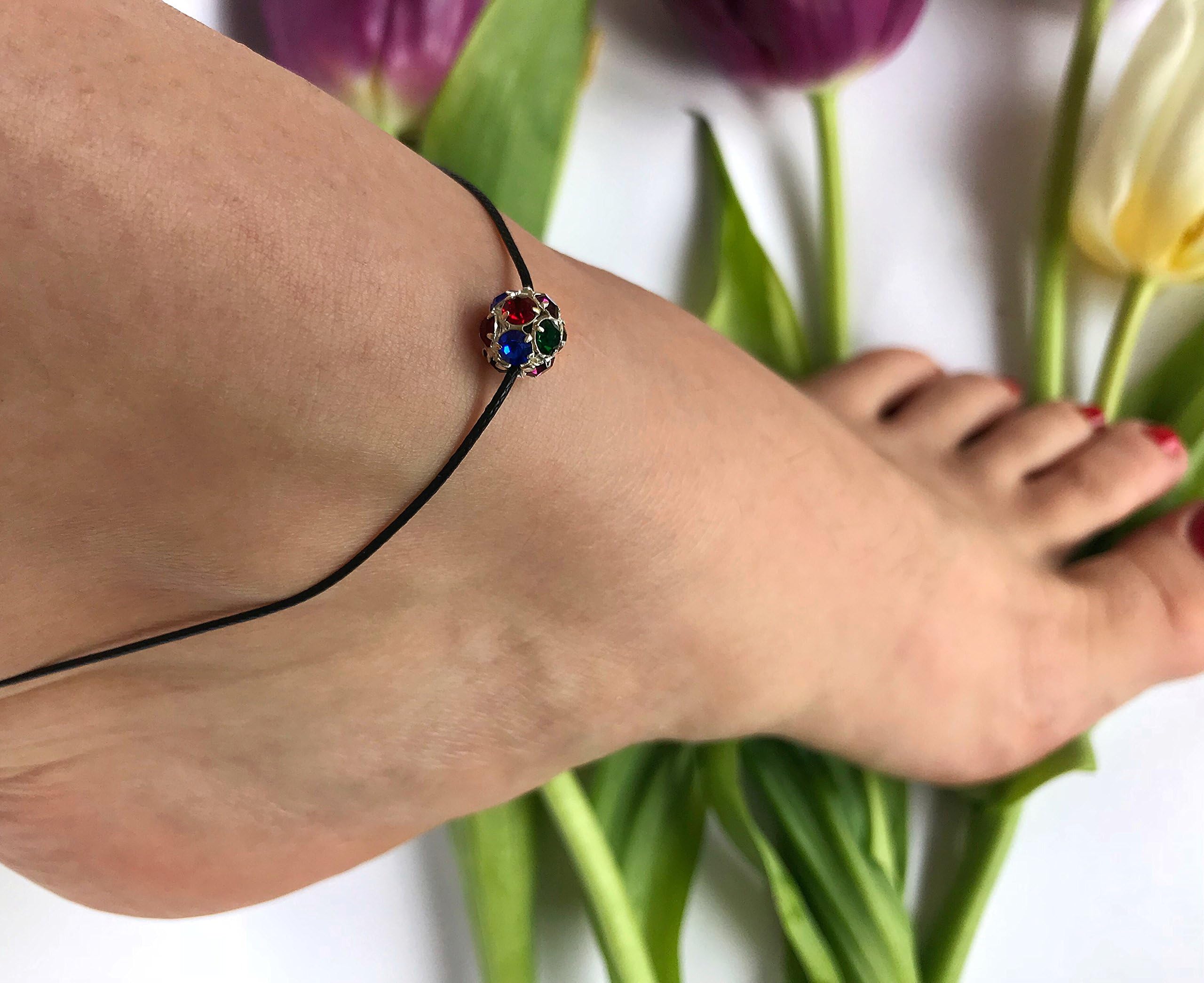 Black Ankle bracelet with charm for women and girls by Yana Malanii