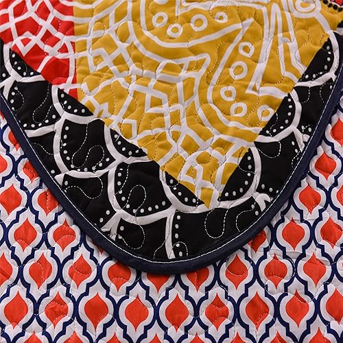 Miniatura 9 de LAMEJOR Juego de edredón de 3 piezas, tamaño Queen, bohemio, ligero, patrón de mandala, reversible, microfibra, multicolor