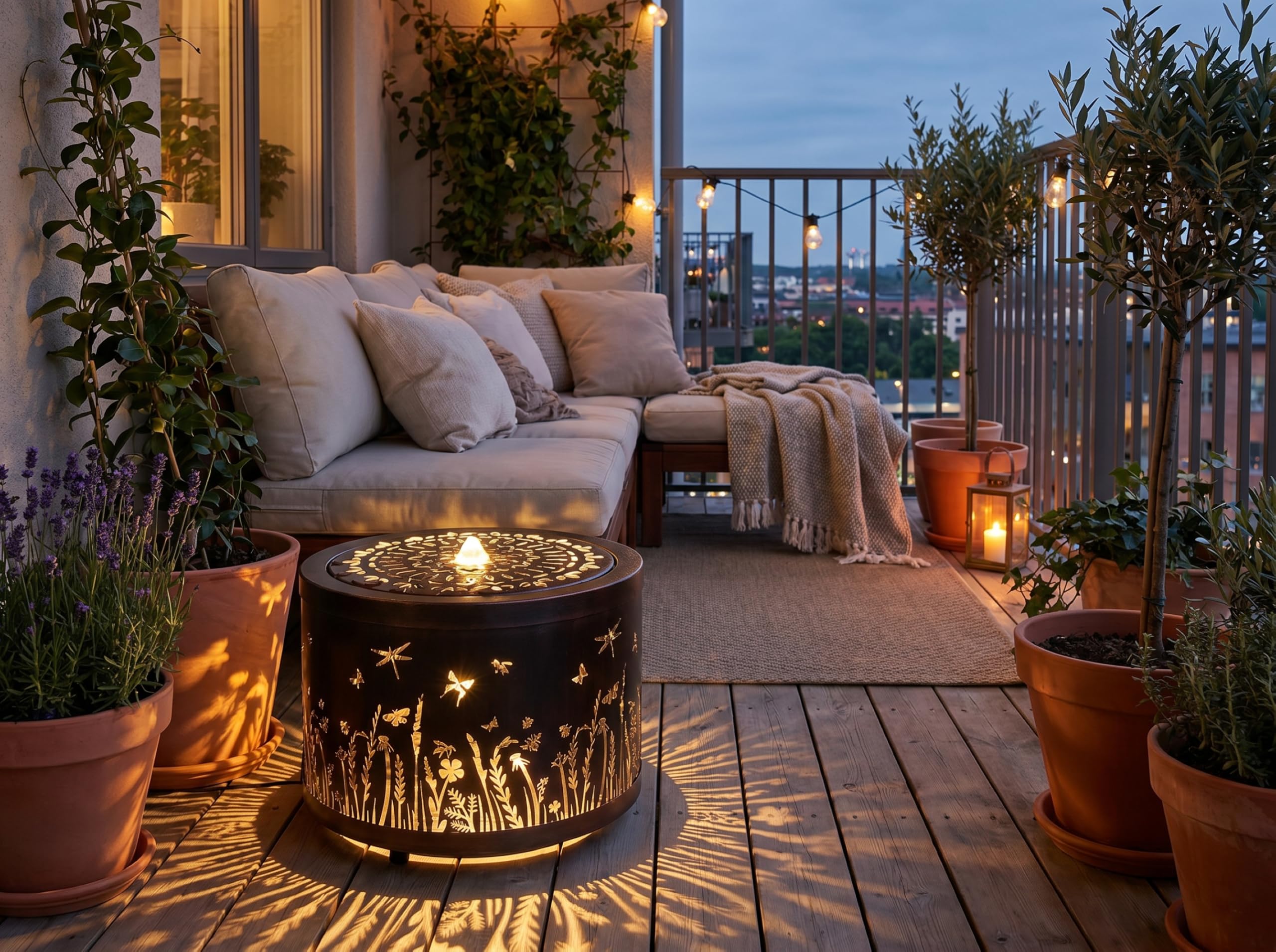 Gartenbrunnen mit LED Beleuchtung aus Metall runder Springbrunnen Wasserspiel Gartendeko