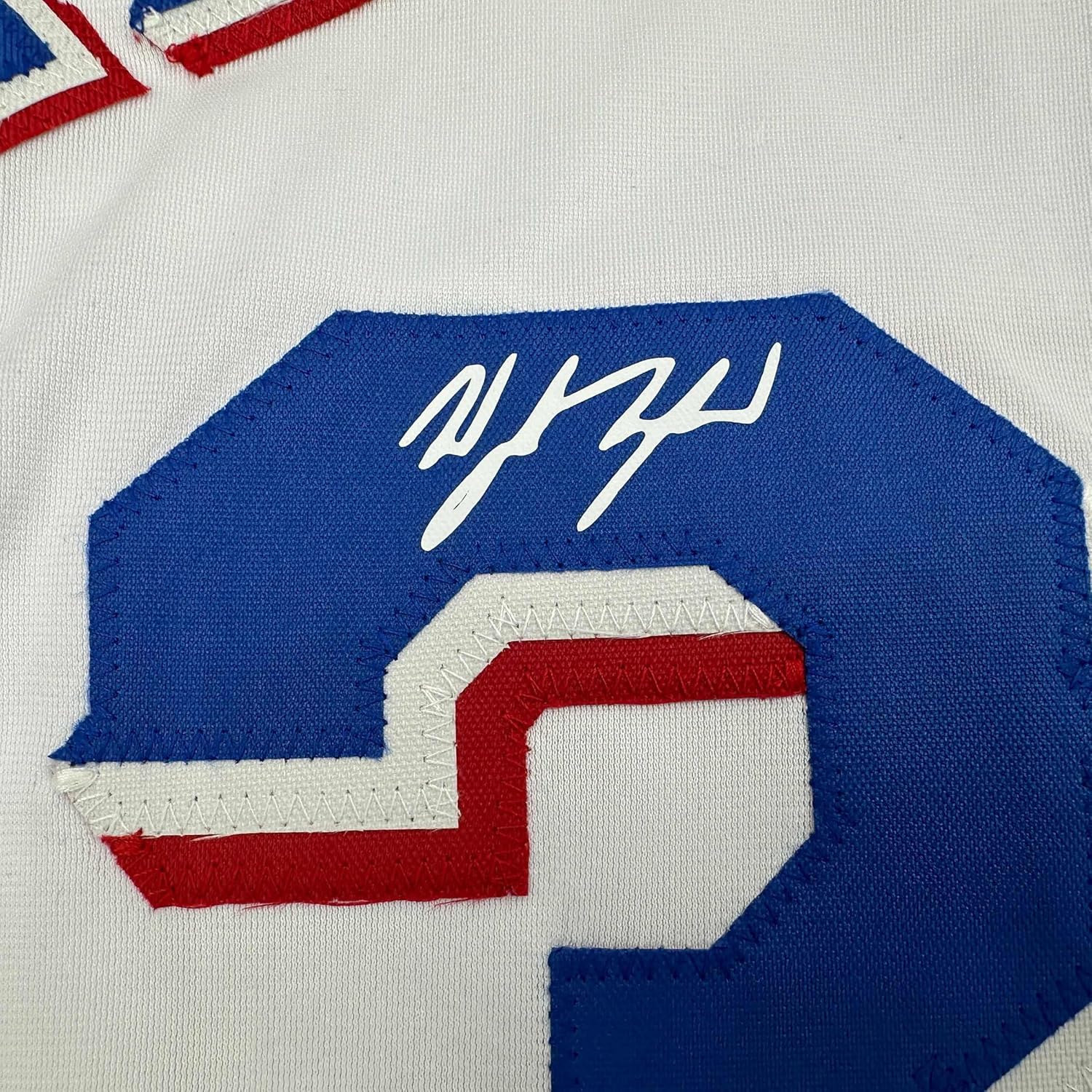 Facsimile Autographed Wyatt Langford Texas White Reprint Laser Auto Baseball Jersey Size Men's XL