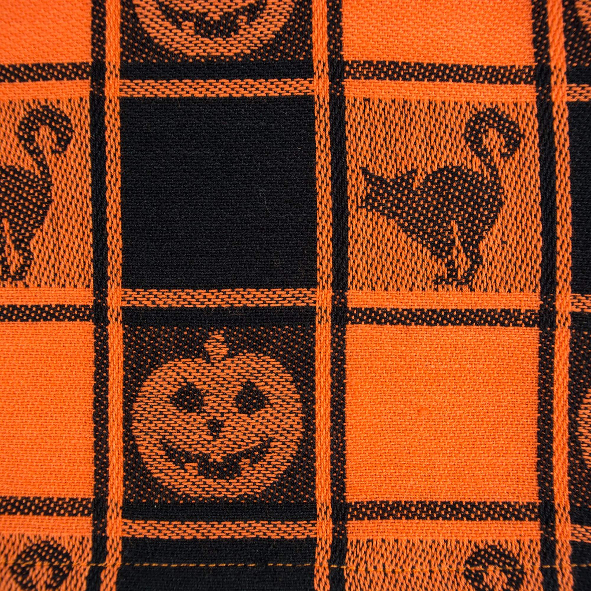 Chemin De Table Halloween 35x180 Cm - Tissu Polyester, Motifs Fantômes Citrouilles - Déco De Table D'Automne Et Fête