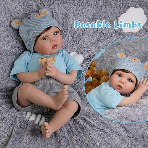 Miniatura 5 de Muñecas de bebé recién nacido de 22 pulgadas, muñecas de bebé bastante realistas, muñecas de bebé de tela que se ven reales y encantadoras, muñecas