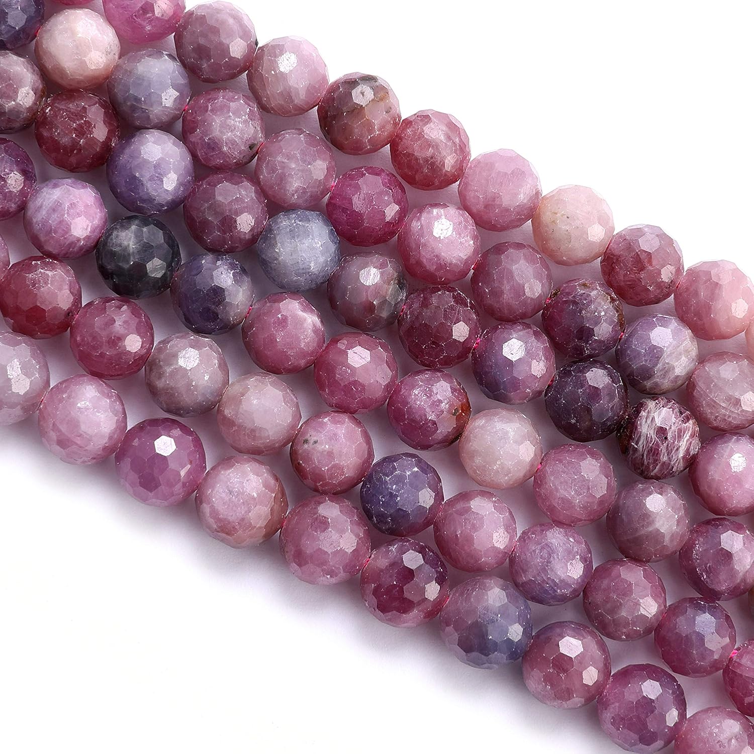 Natural Ruby Faceted Round Size 10mm 15.5'' Strand