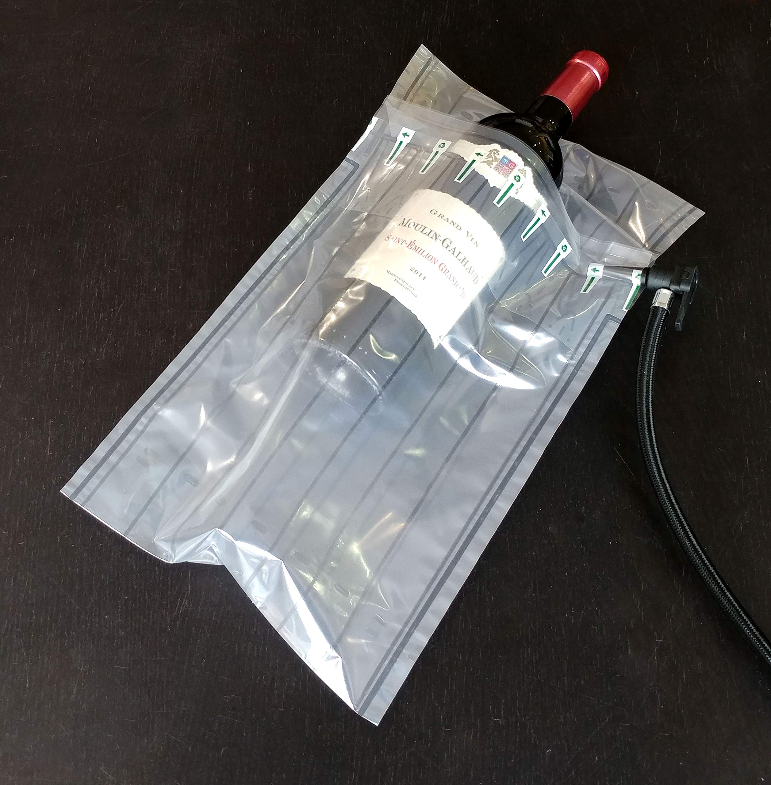 Evergreen Goods 50 cajas de cartón para botellas de vino y cerveza con embalaje inflable de cojín de aire | Descuentos por cantidad | Caja de cartón de 370 x 130 x 130 mm | Bolsa de bombeo de 100 um