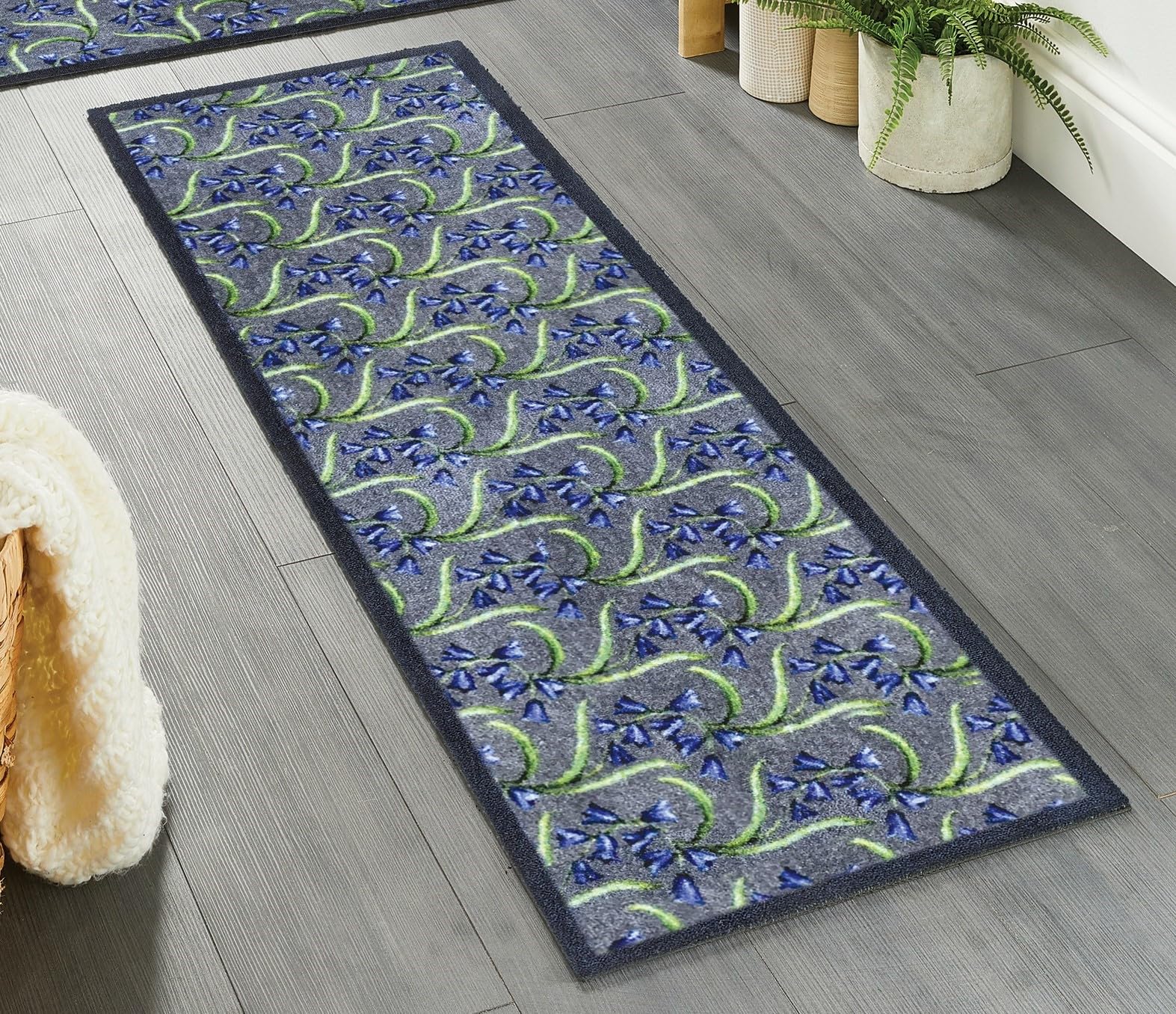 Lord of Rugs Washable Entryway Non-Slip Mat for Home Entrance Rug, Hallway Runner, Bathroom or Kitchen Easy Clean Durable Absorbent Stain Resistant Mud Mat Bluebells Grey, 50 x 150 cm (2'x5') โ image 1