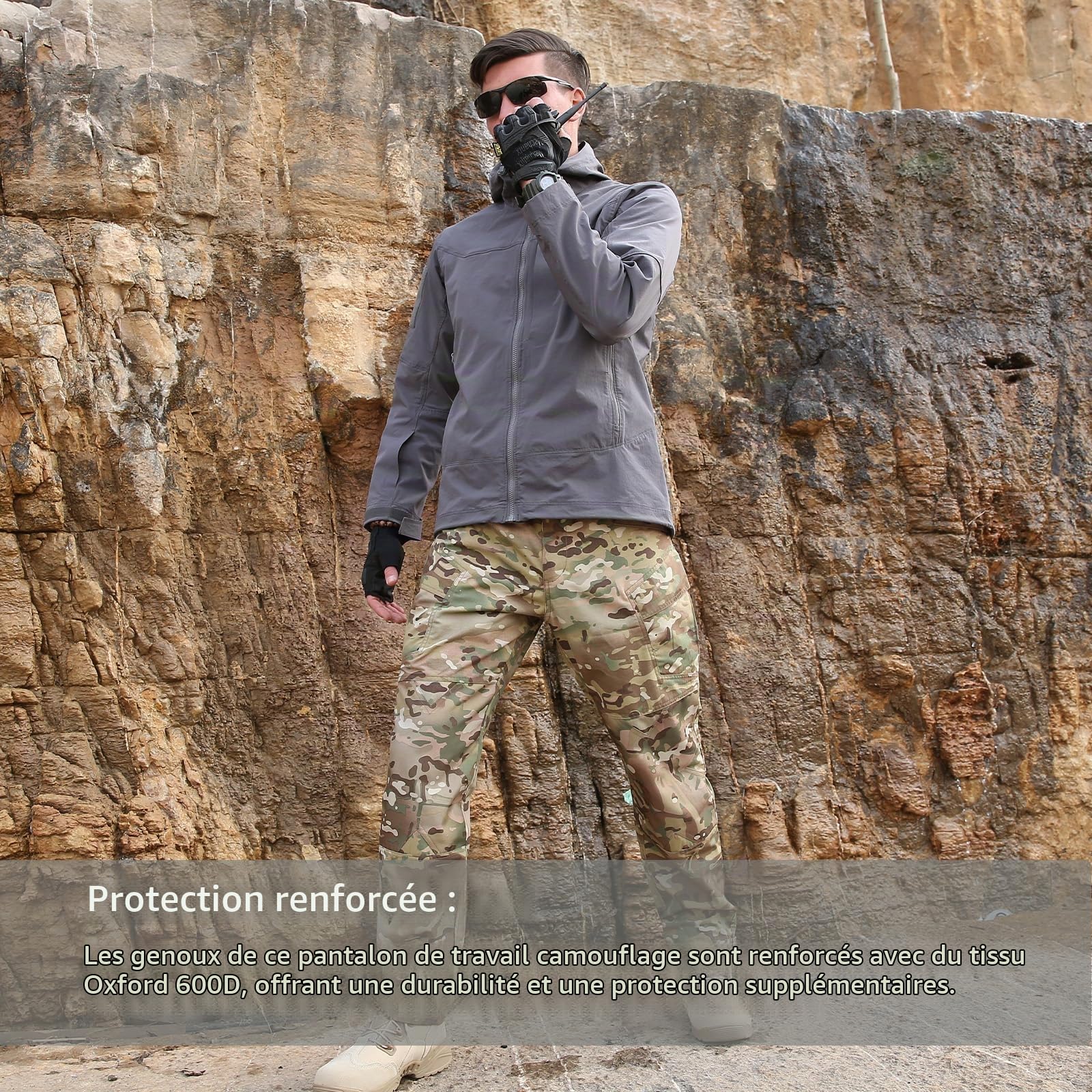 BWBIKE Pantalons d’extérieur pour Hommes Pantalon de Combat Hydrofuge Pantalon de Travail de Camouflage Pantalon Tactique pour Hommes Résistant à l’Usure Pantalon Cargo Camo Trainning EDC