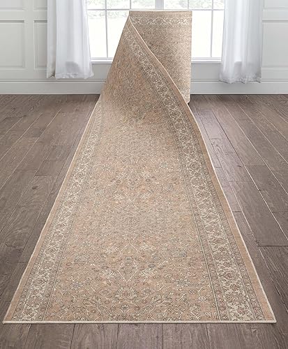 Miniatura 9 de Well Woven Asha Rome - Alfombra de pasillo y escalera de tamaño personalizado, color beige crema, 26 pulgadas de ancho x 2 pies de largo (26