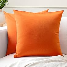 Encasa XO Baumwoll-Kissenbezüge, 2er-Set I 16x16 in (40x40 cm) - Orange I kein Einsatz I einfach Kissenbezüge I Maschinenwaschbar | Nur Innen benutzen