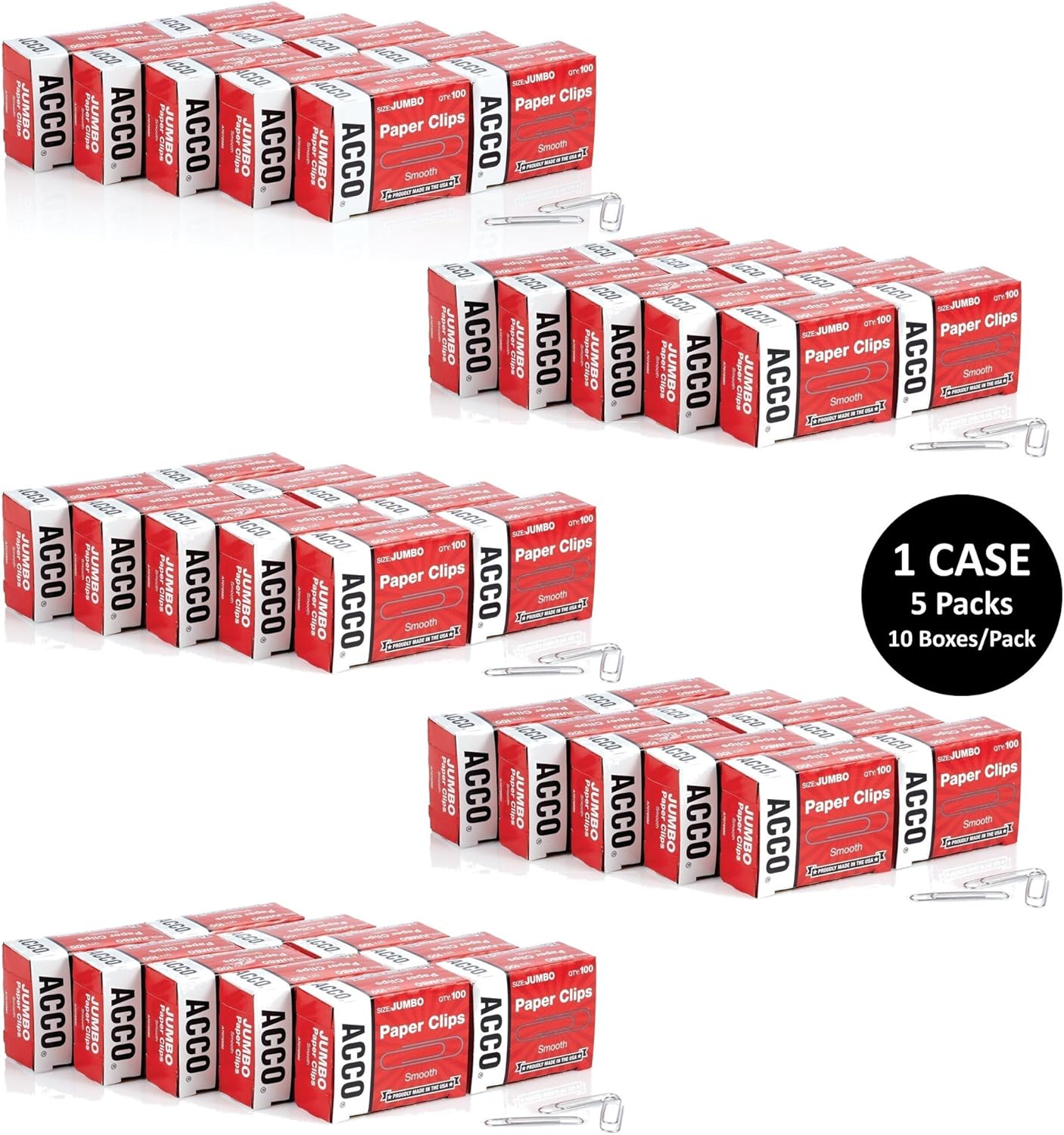 ACCO Jumbo Paper Clips, Non-Skid, Premium, Steel Wire, 20 Sheet Capacity, Silver, 1 Box of 100 Clips (A7072510) : Office Products