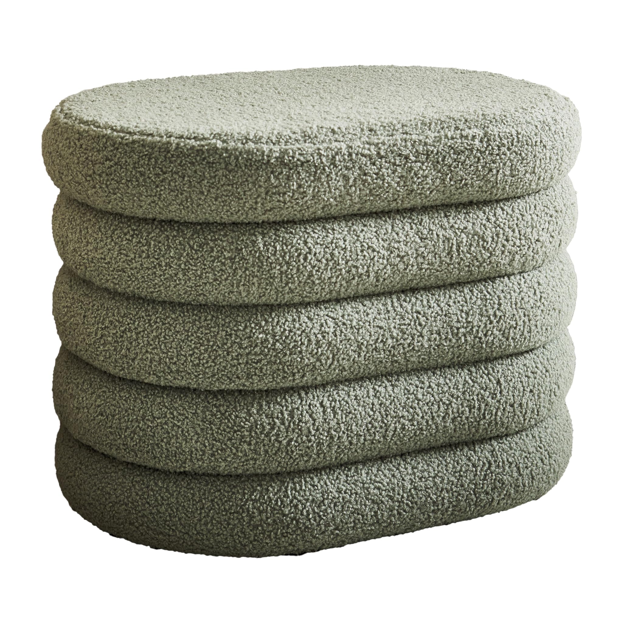 Petite Amélie Sitzhocker mit Stauraum Ted – Olivegrün - Teddy-Stoff - Pouf und Aufbewahrungsort in einem