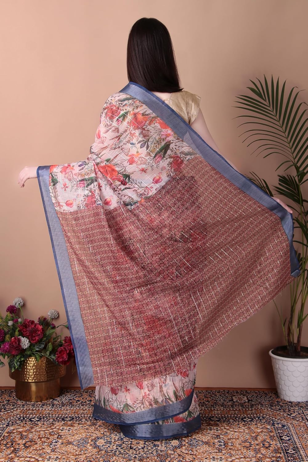 Women's Cotton Multicolor Digital Printed Saree with Unstitch Blouse Piece Partywear/Wedding For Women Saree