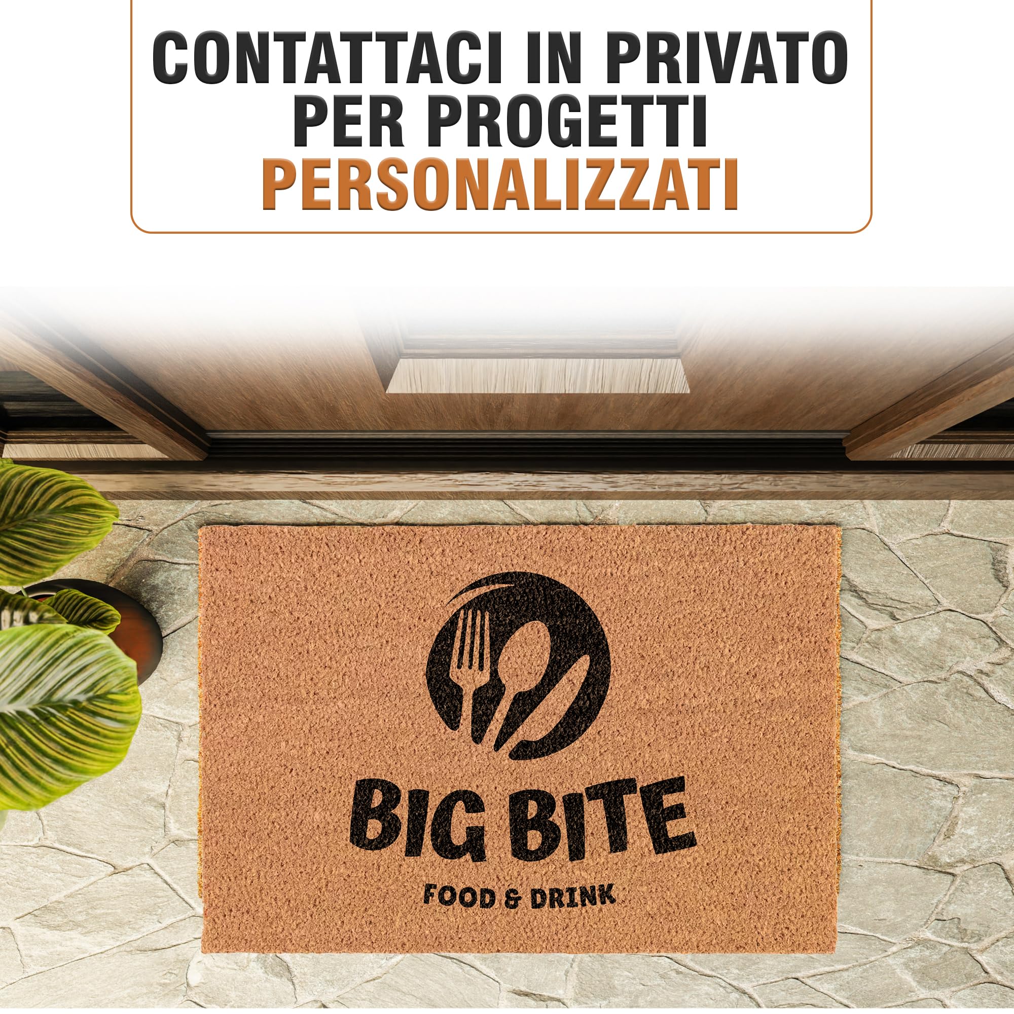 WELCOMAT - Zerbino Ingresso Esterno Personalizzato - Dimensioni 40x60 cm - Zerbino Ingresso Casa Simpatico, In Fibra Naturale di Cocco,