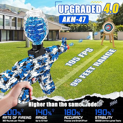 Miniatura 3 de Pistola de bolas de gel automática, pistola de gel eléctrica con disparo de salpicaduras, juegos de equipo al aire libre y regalo de cumpleaños, a