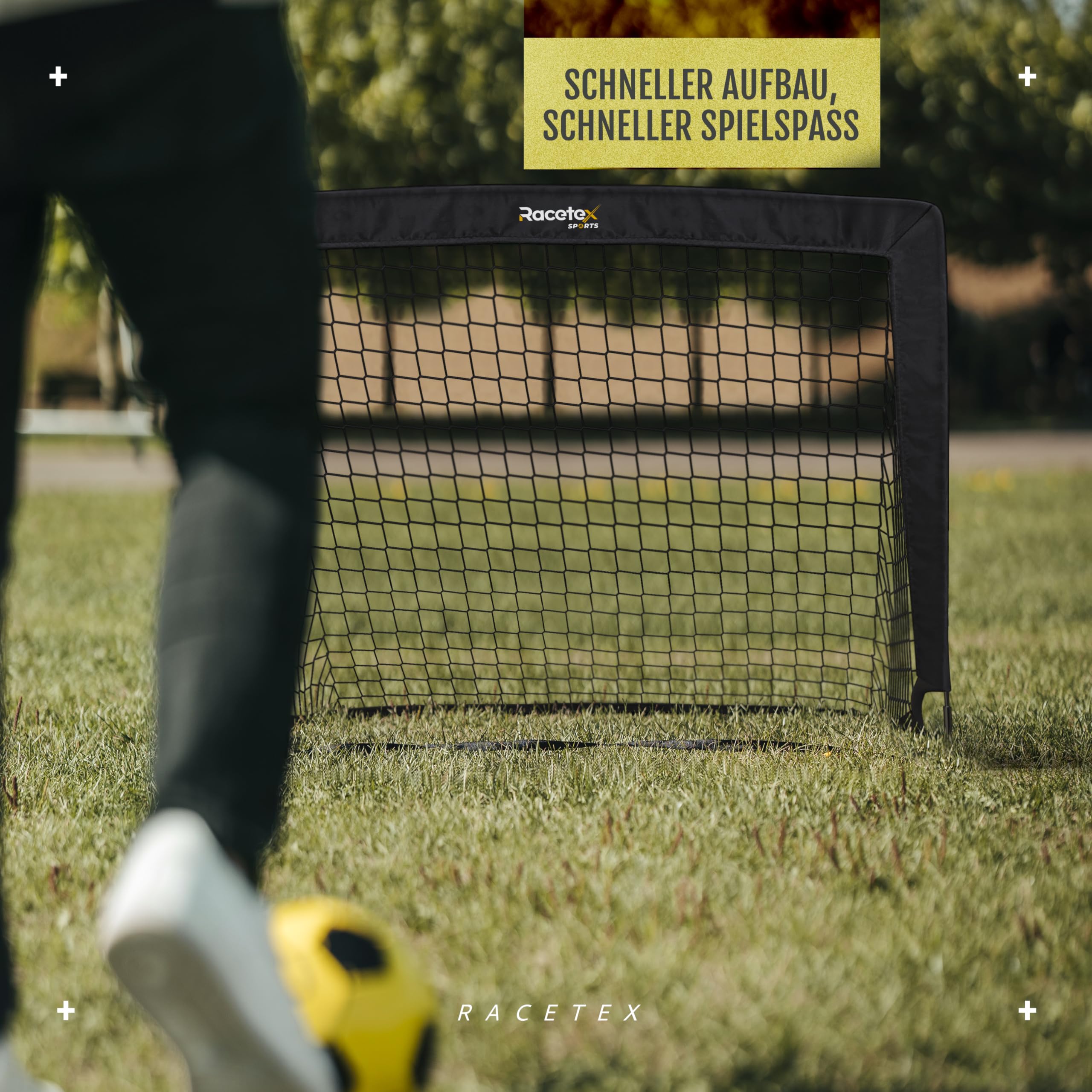 Racetex 2er Fußballtor Kinder Set - Fußball Tore inkl. nützlicher Tasche zum Transportieren - Version mit verstärkten Glasfaserstangen - Fussballtore für den Garten oder Park