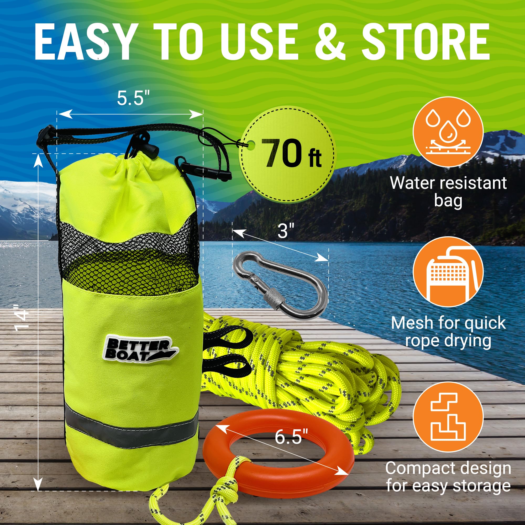 Water Safety Rope Water Safety Rope 8mm X 20m Floating Rope - Yellow/Blue Polypropylene ...