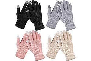 4 Pairs Women's Winter Touch Screen Gloves Warm Fleece Lined Stretchy Gloves