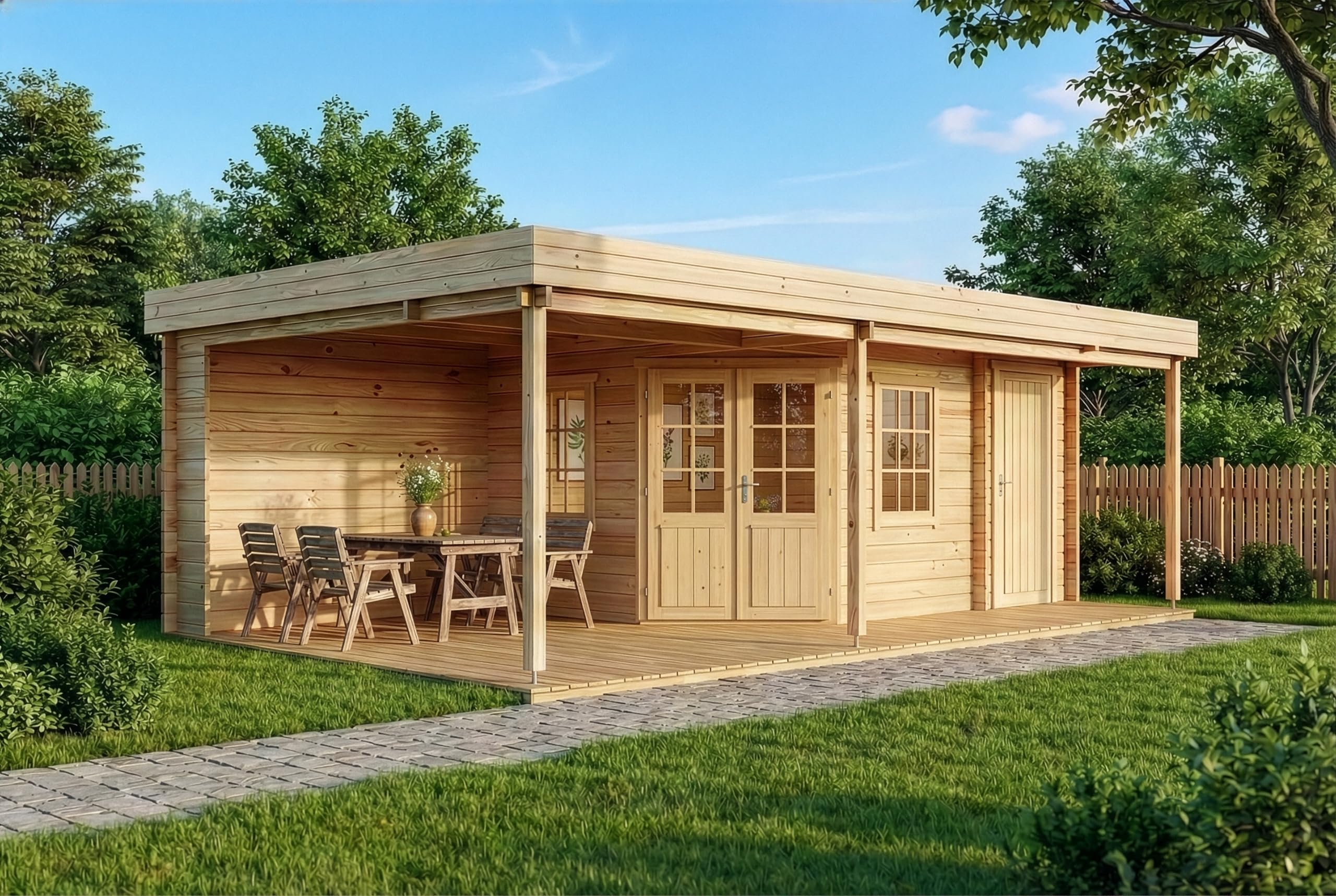 Alpholz Gartenhaus | Gartenhaus Johanna-40 Plus aus Massiv-Holz, Gerätehaus mit 40 mm Wandstärke